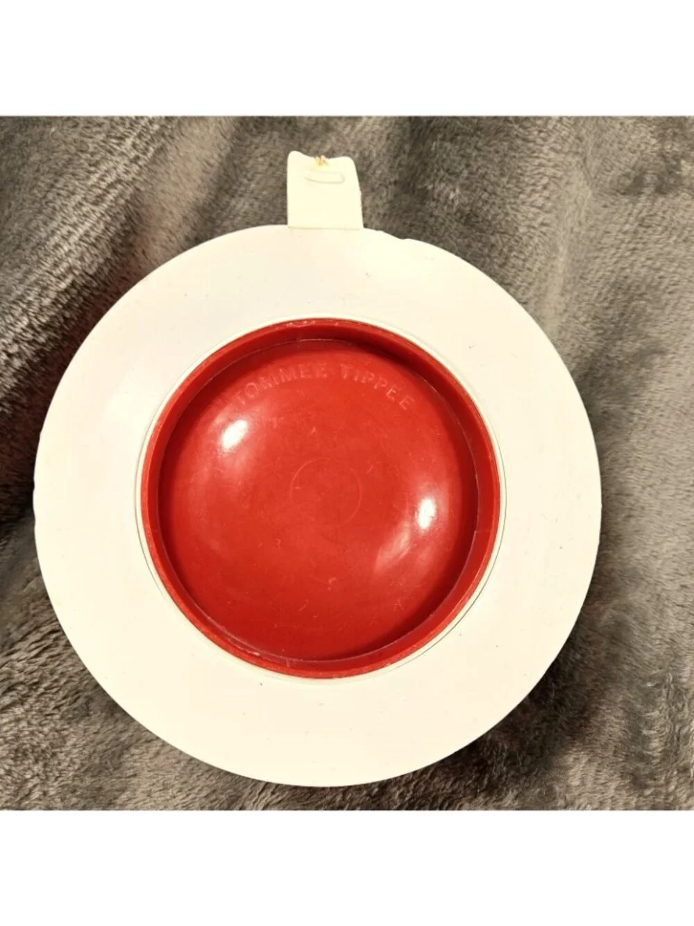 Vintage 70s Tommee Tippee Weaning Toddler Feeding Bowl Red White Plastic READ